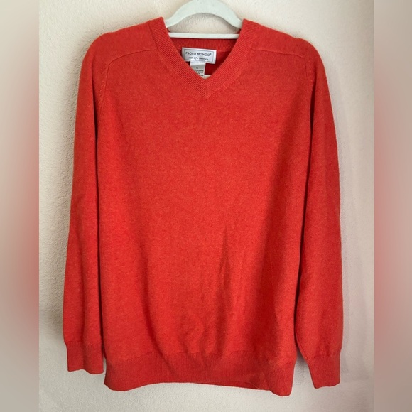 Paolo Mondo 100% 2-Ply Cashmere Men’s V-Neck Sweater XL - Picture 1 of 7